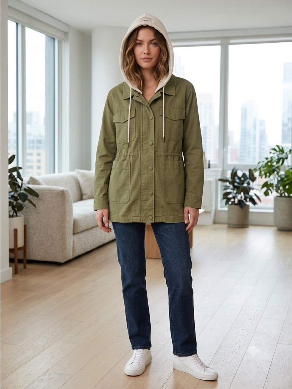 NWOT Evy’s Tree The Sloane Utility Jacket Army Green Detachable Hood XL